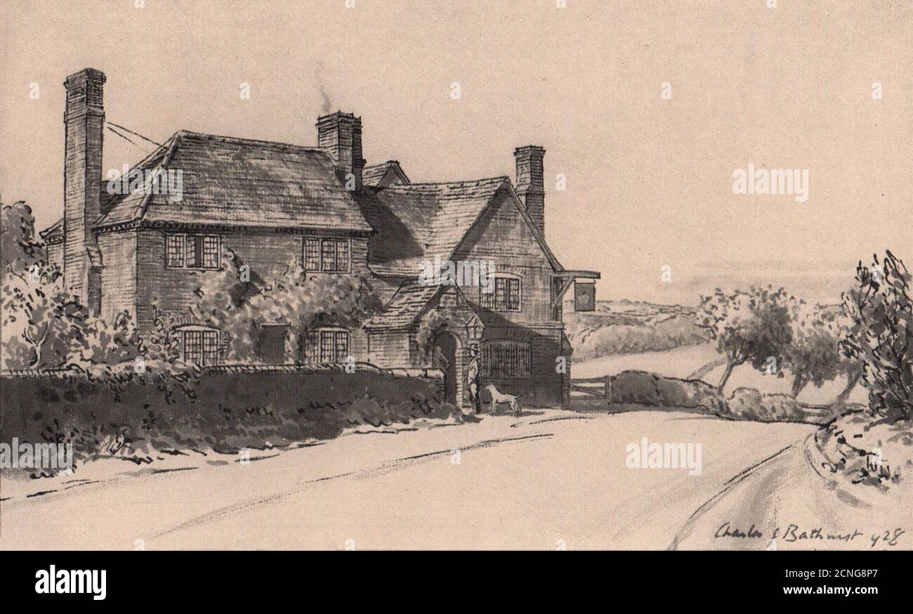 The Crown Inn, Penn. Chilterns. Buckinghamshire 1929 vecchia foto di stampa vintage Foto Stock