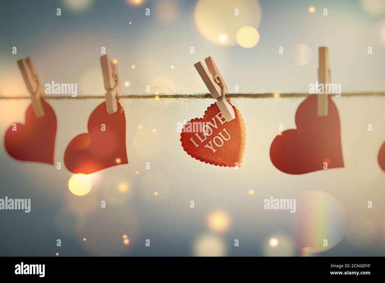 sfondo romantico con cuori Foto Stock