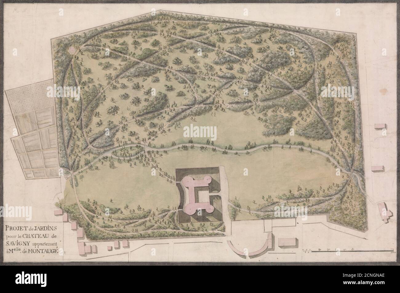 Design for the Gardens of the CH&xe2;teau de Savigny-l& xe8;s-Beaune, ca. 1782-90. Foto Stock