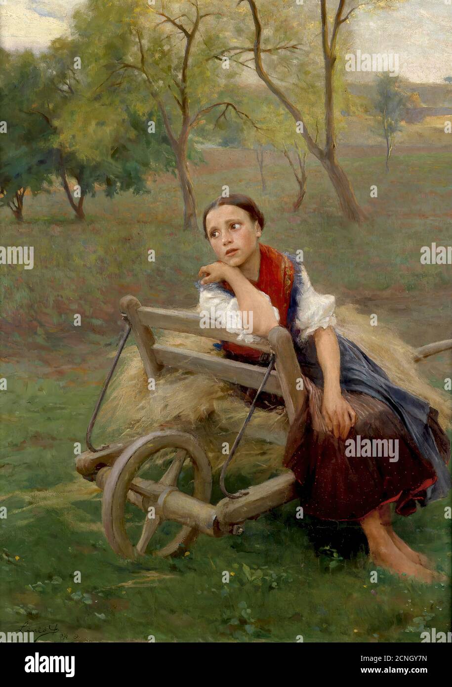 Laszló FüLöp Elek - ragazza (dopo il lavoro) - Scuola Ungherese - XIX secolo Foto Stock