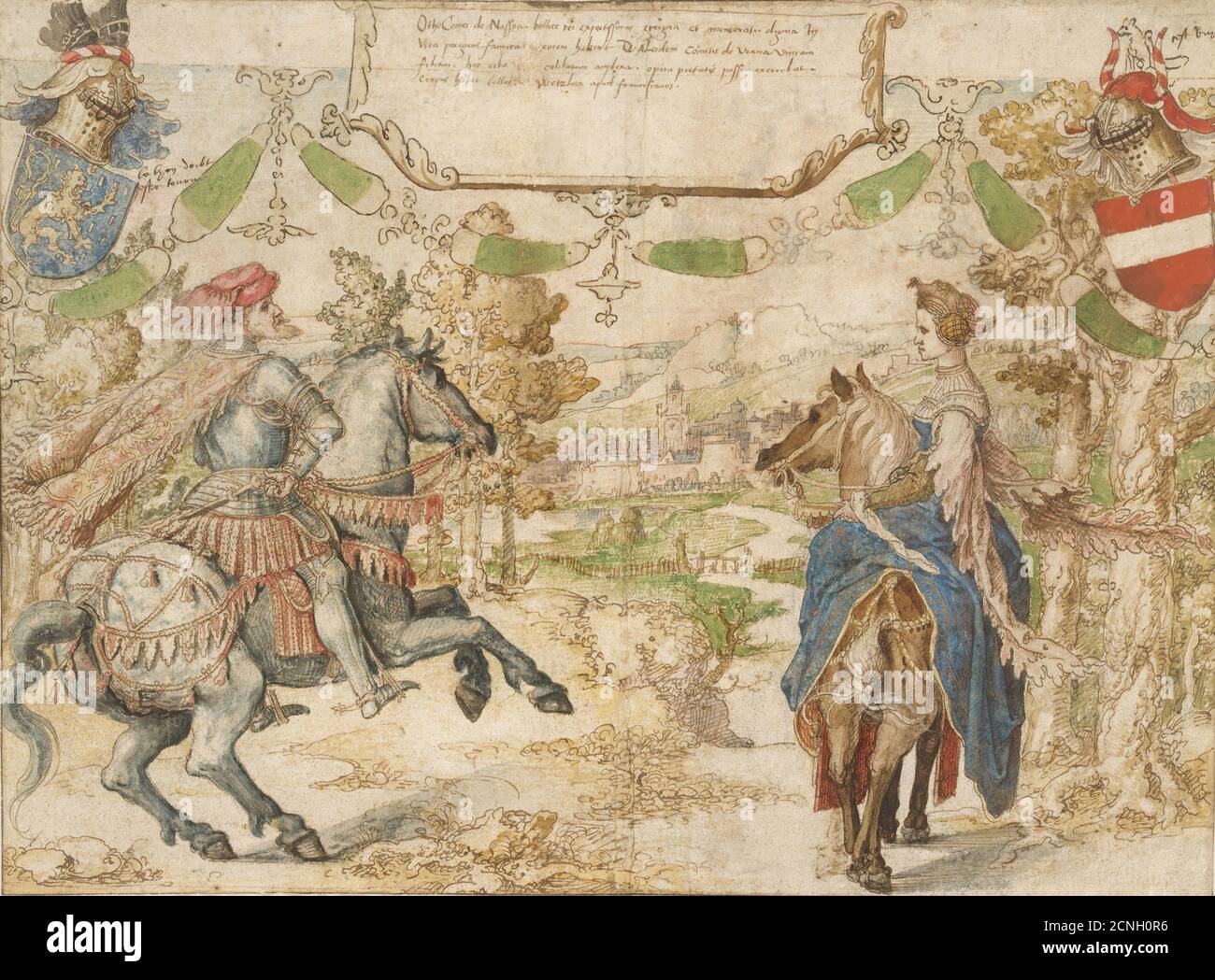 Otto, conte di Nassau e sua moglie Adelheid van Vianen, 1530-35. Commissionato da Enrico III di Nassau, consigliere dell'imperatore Carlo V. Foto Stock