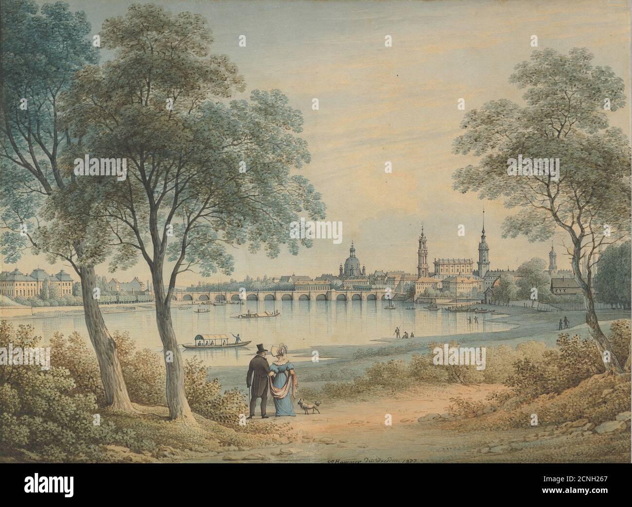 Vista di Dresda da ovest, 1833. Foto Stock