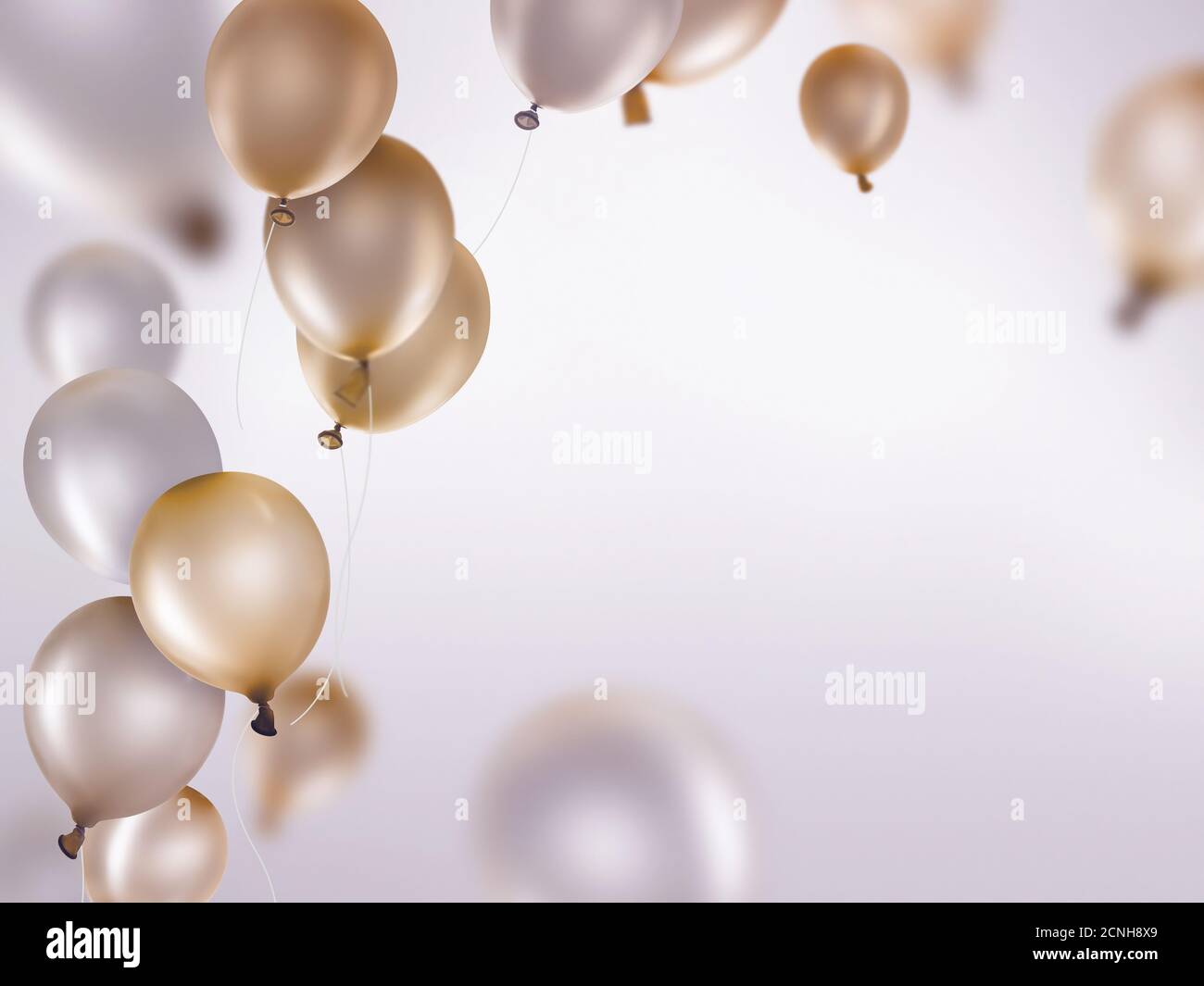palloncini d'argento e d'oro Foto Stock