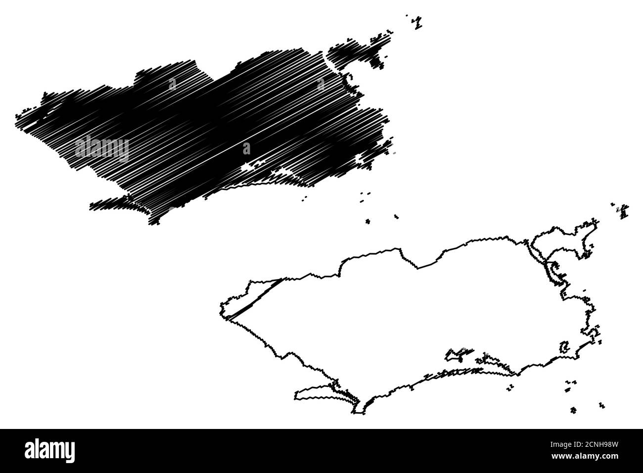 Città di Rio de Janeiro (Repubblica Federativa del Brasile, Stato di Rio de Janeiro) mappa vettoriale illustrazione, scrimble sketch Città di Rio mappa Illustrazione Vettoriale