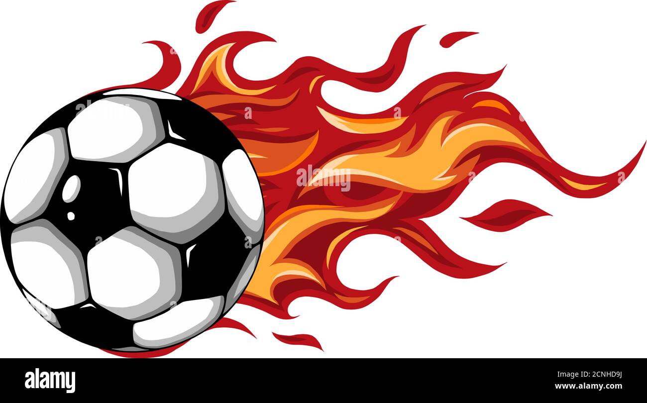 palla di calcio sul fuoco vettore disegno di illustrazione Illustrazione Vettoriale
