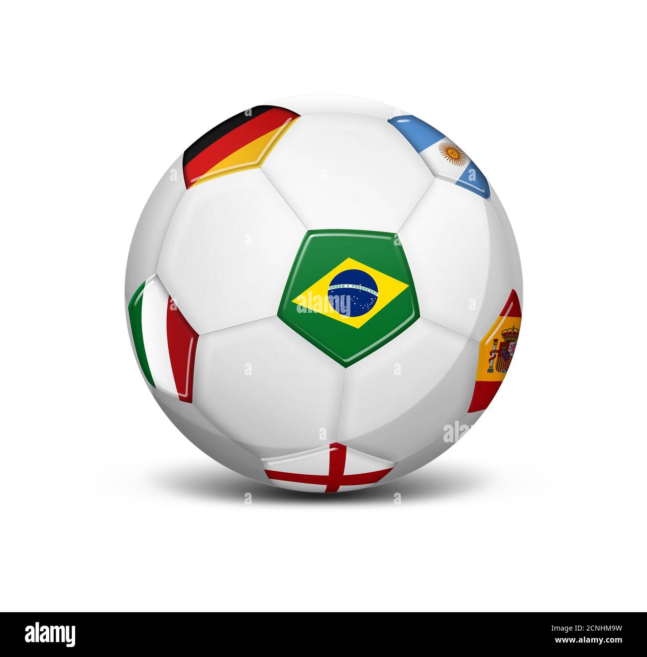 Pallone da calcio con bandiere Foto Stock