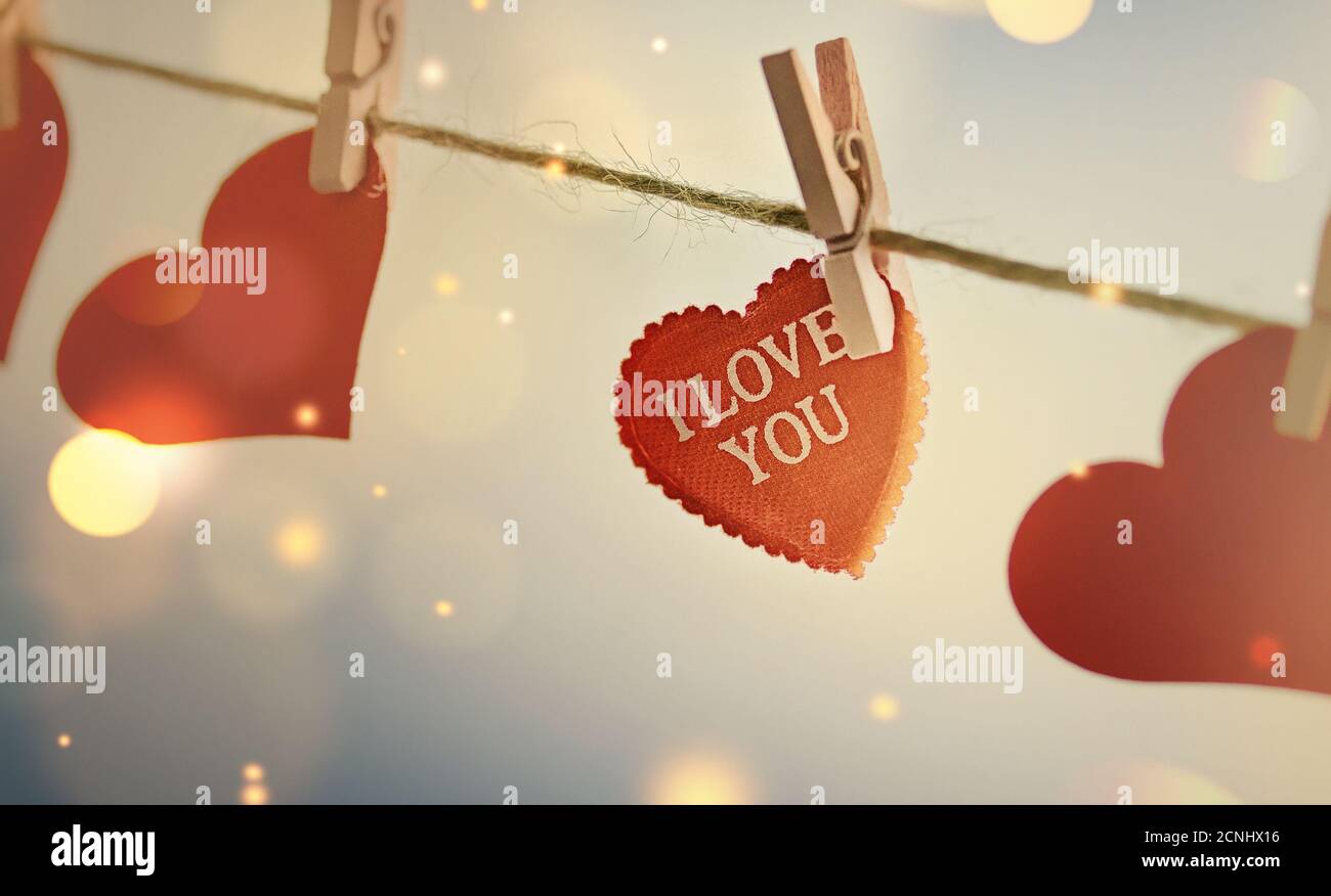 sfondo romantico con cuori Foto Stock