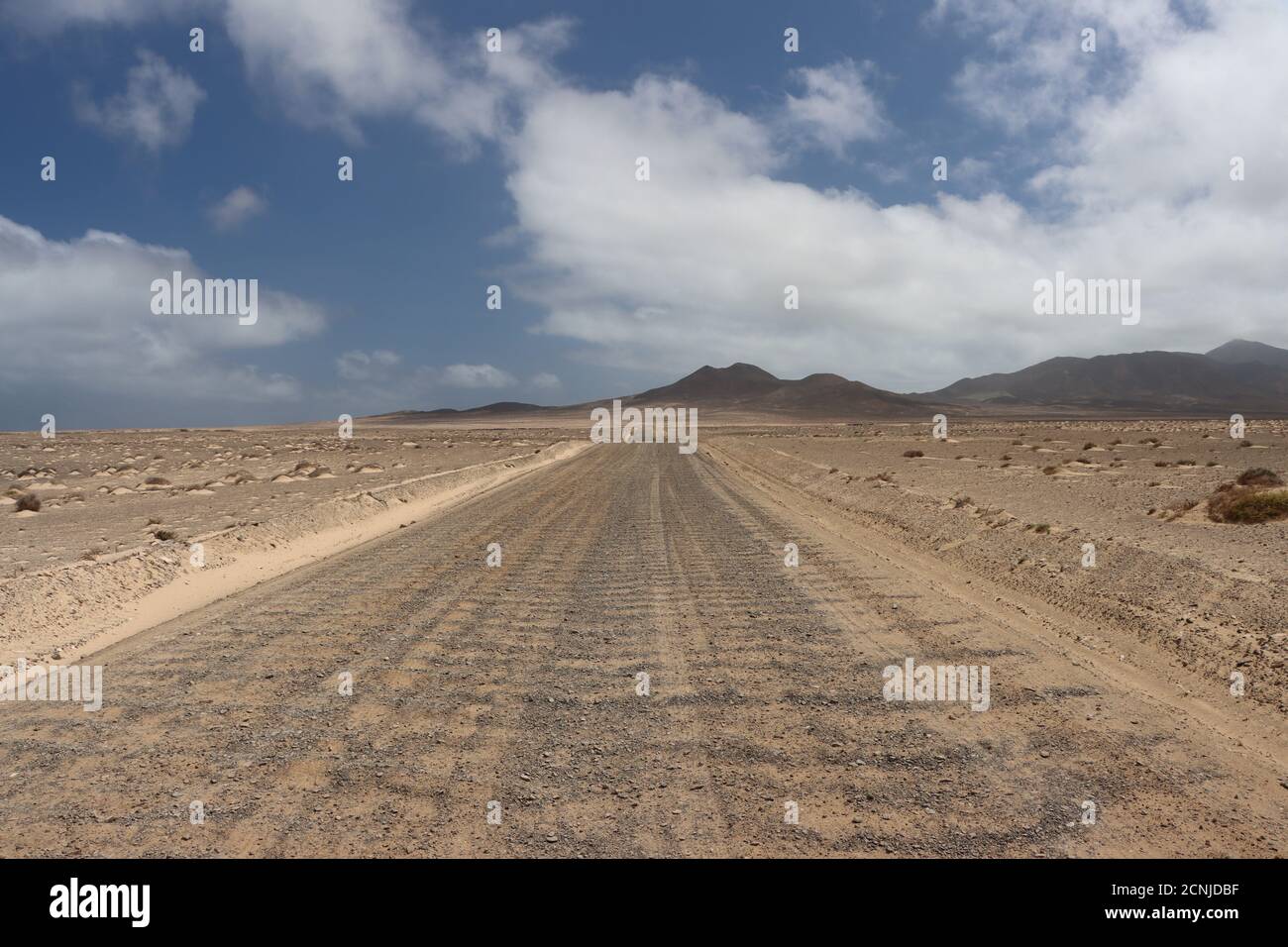 Strade non asfaltate a Fuerteventura, Spagna Foto Stock