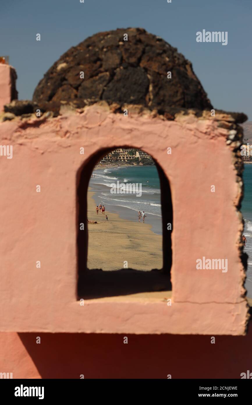 Spiaggia Costa calma, Fuerteventura, Spagna Foto Stock