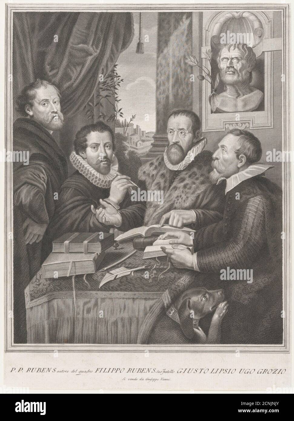 I quattro Filosofi: Justus Lipsius, Hugo Grotius, Peter Paul Rubens e Philip Rubens, 1770-82. Foto Stock