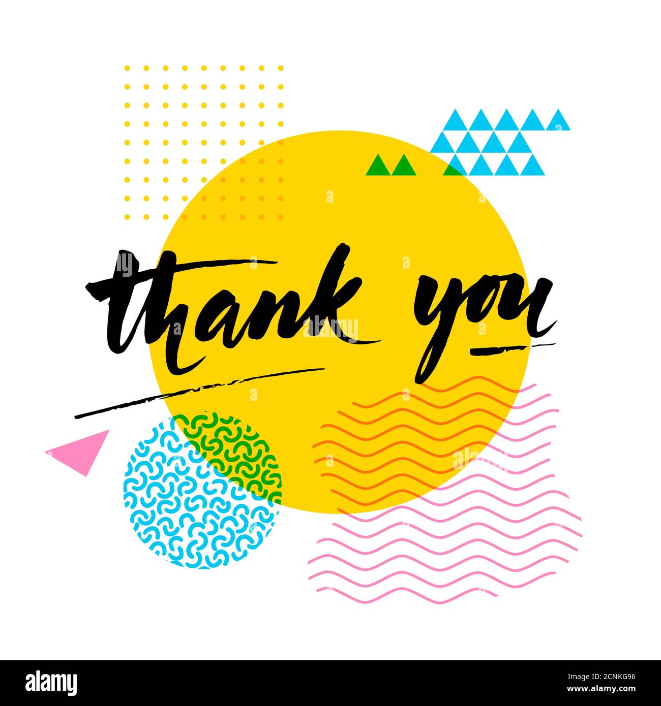 Grazie poster motivazionale in stile pop-art con scritte calligrafiche. Illustrazione Vettoriale