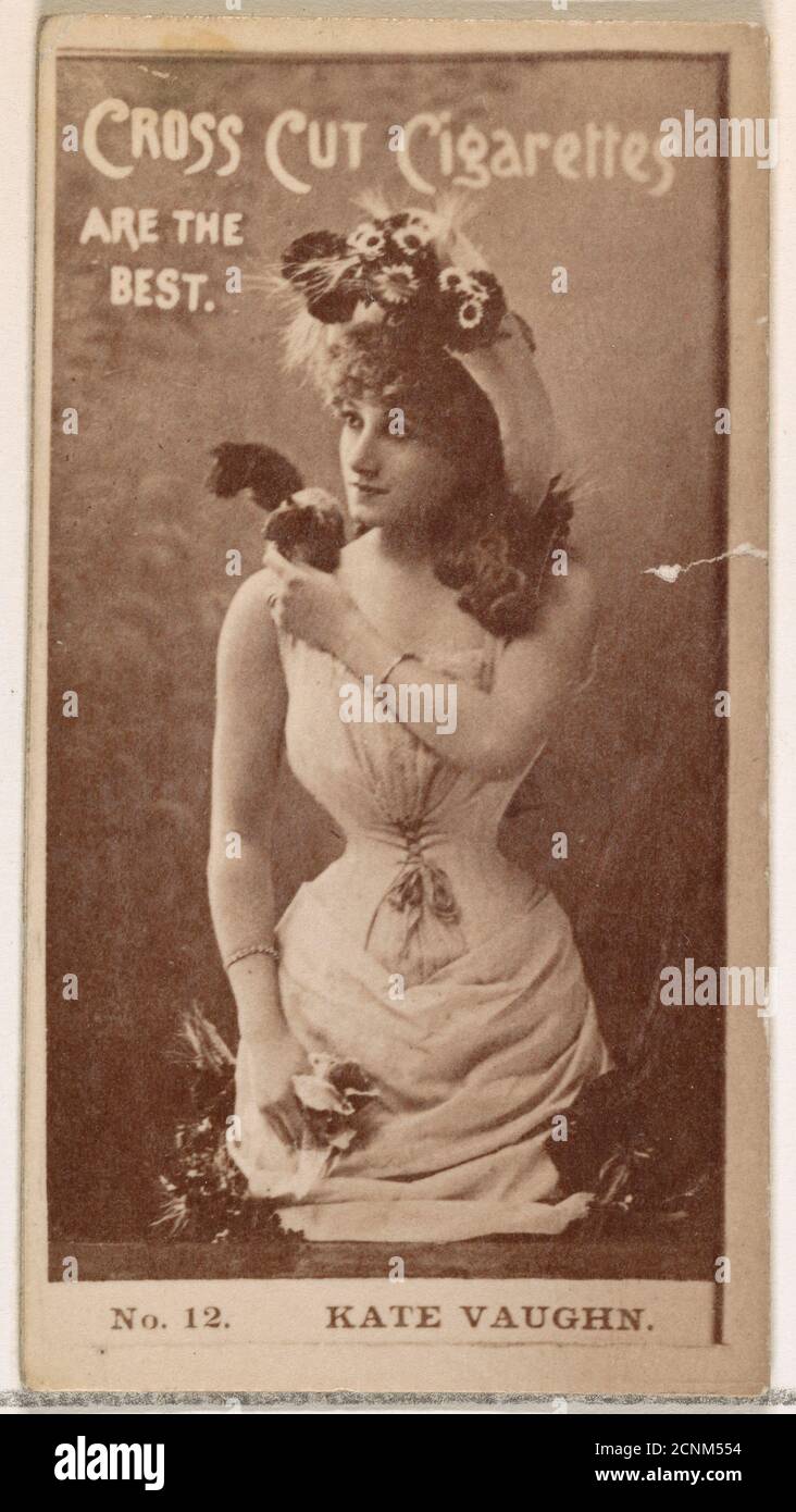 Carta numero 12, Kate Vaughan, della serie Actors and Actors (N145-2) pubblicata da Duke Sons &amp; Co. Per promuovere le sigarette Cross Cut, 1880. Foto Stock