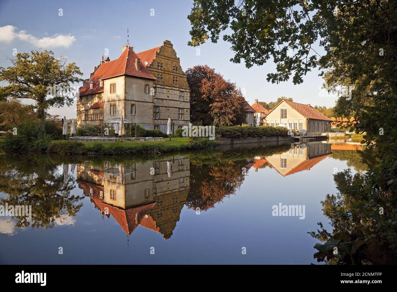 Castello di Holtfeld, Borgholzhausen, Westfalia orientale, Renania settentrionale-Vestfalia, Germania, Europa Foto Stock