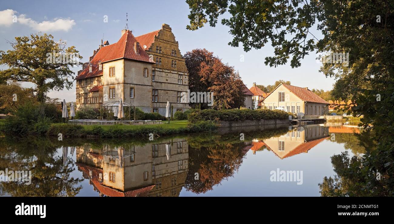 Castello di Holtfeld, Borgholzhausen, Westfalia orientale, Renania settentrionale-Vestfalia, Germania, Europa Foto Stock