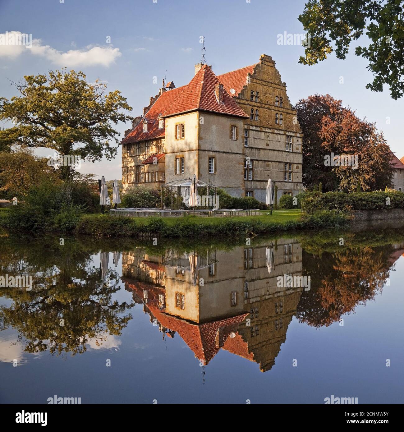 Castello di Holtfeld, Borgholzhausen, Westfalia orientale, Renania settentrionale-Vestfalia, Germania, Europa Foto Stock
