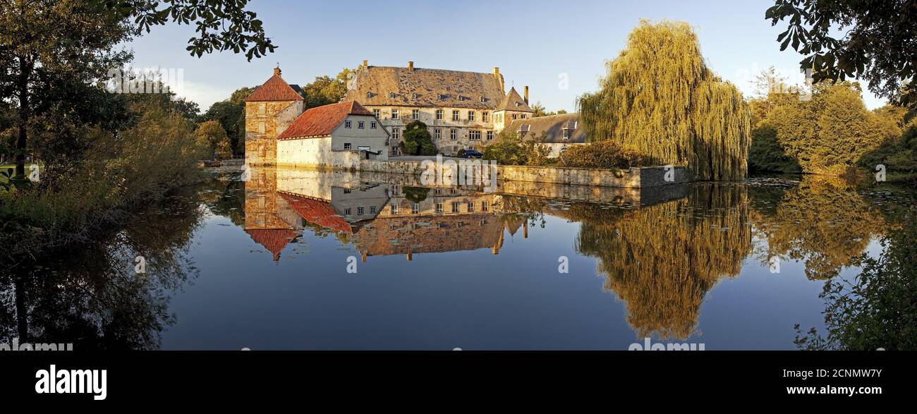 Moated Castle Tatenhausen, Halle, East Westfalia, Nord Reno-Westfalia, Germania, Europa Foto Stock