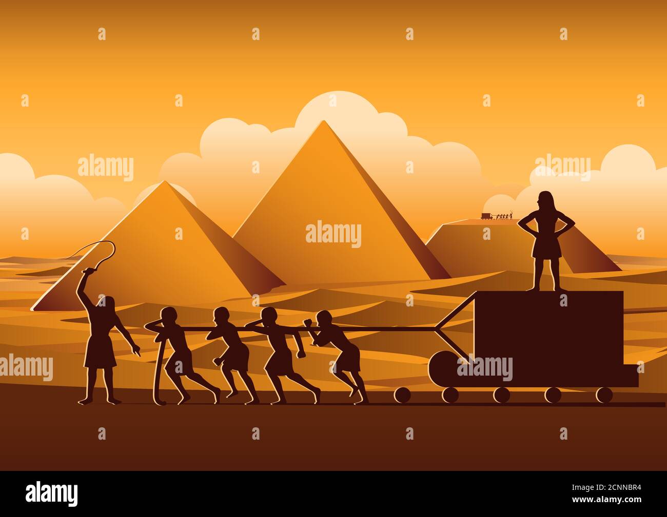 Costruire la piramide in Egitto in epoca antica utilizzare gli uomini ad essere schiavo tutto il giorno,cartoon versione,illustrazione vettoriale Illustrazione Vettoriale