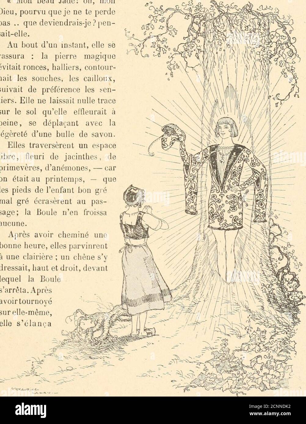 . Contes mauve . u cercle que les pieds de lenfant avaient tracé, puis se mit à rouler tout seul. La fillette était émerveillée. La Boule roulait à Fort raisonnable allure, délibérément, sans hésitation ni à-coups. A trois pas derrière, la filette suivait, angoissée : LA FILLE AUX LOUPS. 23 « Mon beau Jade! oh, monDieu, pourvu que je ne te perdepas .. Que deviendrais-je? penna-sait-elle. Au bout dun Instant, elle serassura : la pierre magiqueévitait ronces, halliers, contour-nait les souches, les cailloux,suivait de préférence les ren-tiers. Le ne laissait nulle tracesur le sol quelle effleur Foto Stock