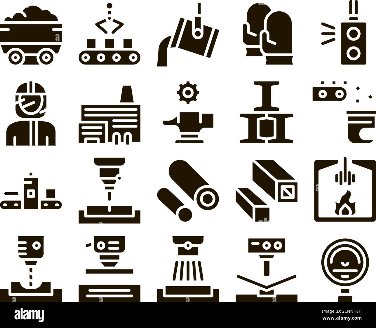 Metallurgico elementi di raccolta di set di icone vettore Illustrazione Vettoriale
