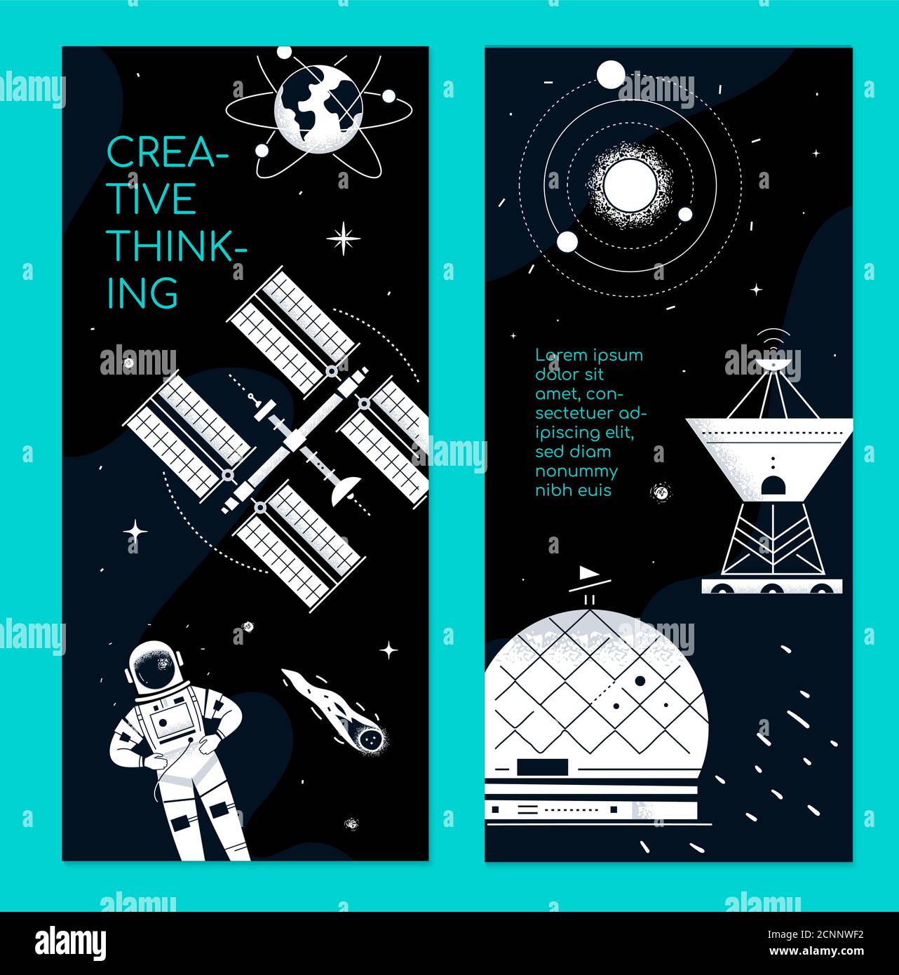 Tema spazio - Set di moderni banner verticali Illustrazione Vettoriale