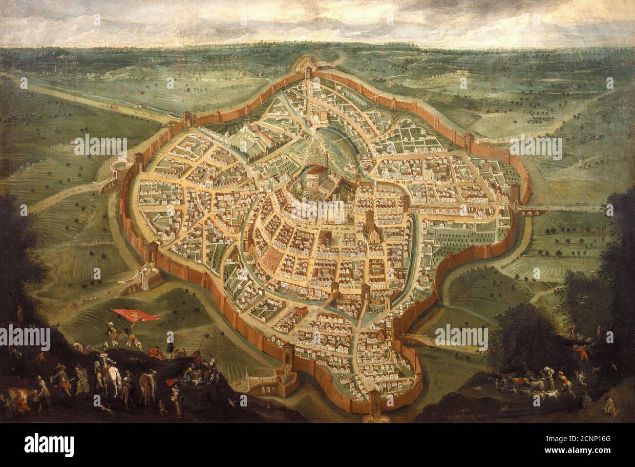 Mappa della città di Udine, metà 17 ° secolo, metà del 17 ° secolo. Trovato nella collezione Civici Musei e Gallerie di Storia e Arte, Udine. Foto Stock