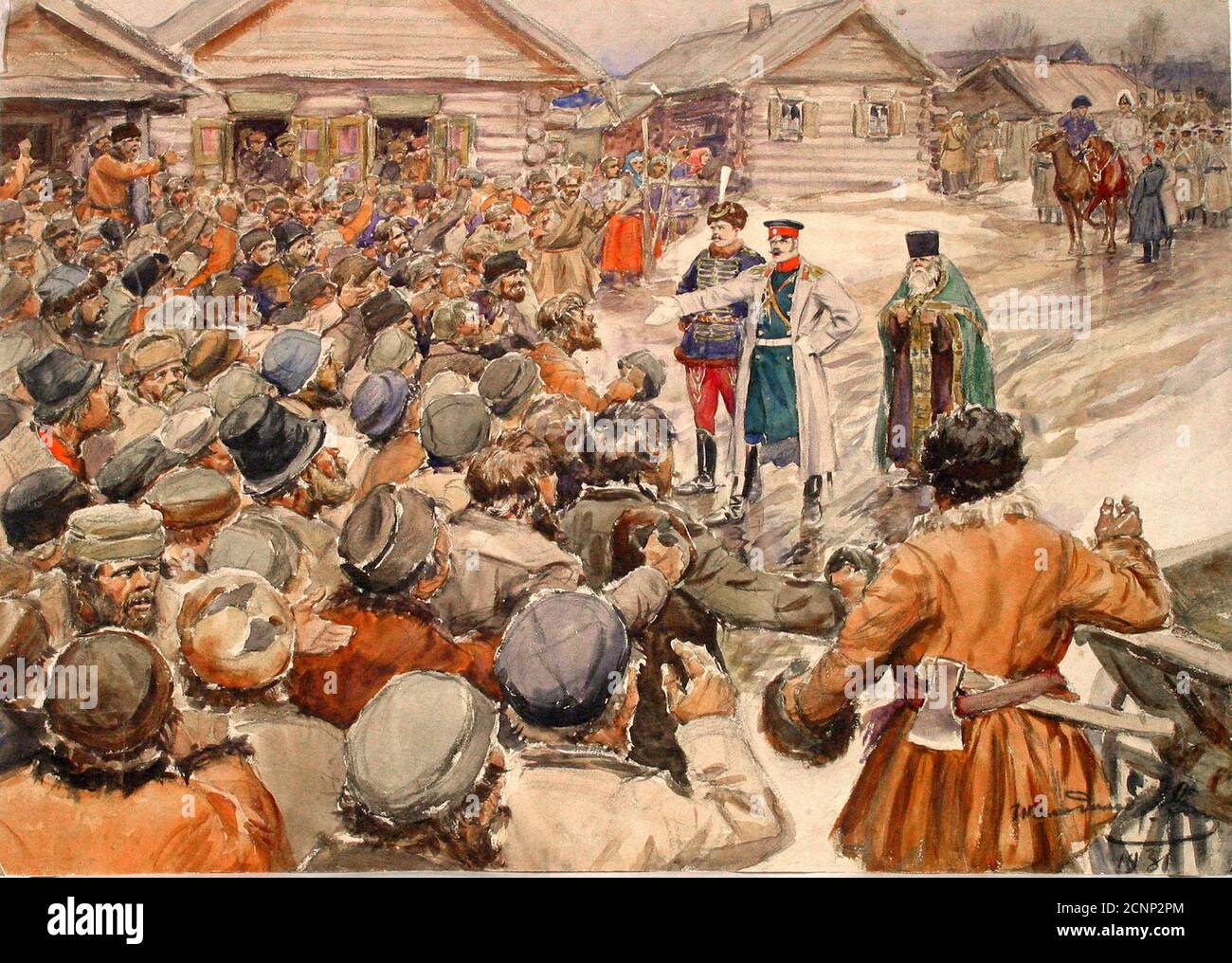 Revolt dei contadini, 1931. Trovato nella collezione del Museo di Stato della storia politica della Russia, San Pietroburgo. Foto Stock