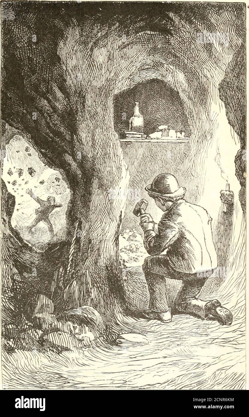 Profondo verso il basso; Una storia delle miniere della Cornovaglia. Elfo,  che aveva ingeniouslyfixed in una parte stretta della cella, e su questo  laico adew candele, una bottiglia di pietra di