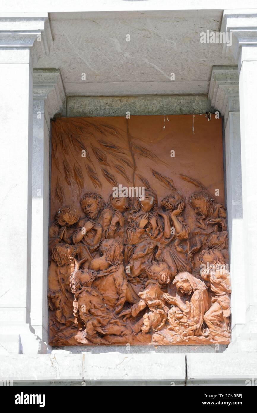 Una stazione di preghiera per il cammino dei pellegrini a Mariazell, Steiermark, Austria Foto Stock