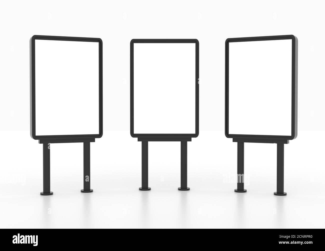 Cartellone pubblicitario esterno per strada mock-up, rappresentazione in 3d. Bordo di pubblicità di strada. Luogo per la pubblicità di disegno sulla strada. Vuoto c Foto Stock
