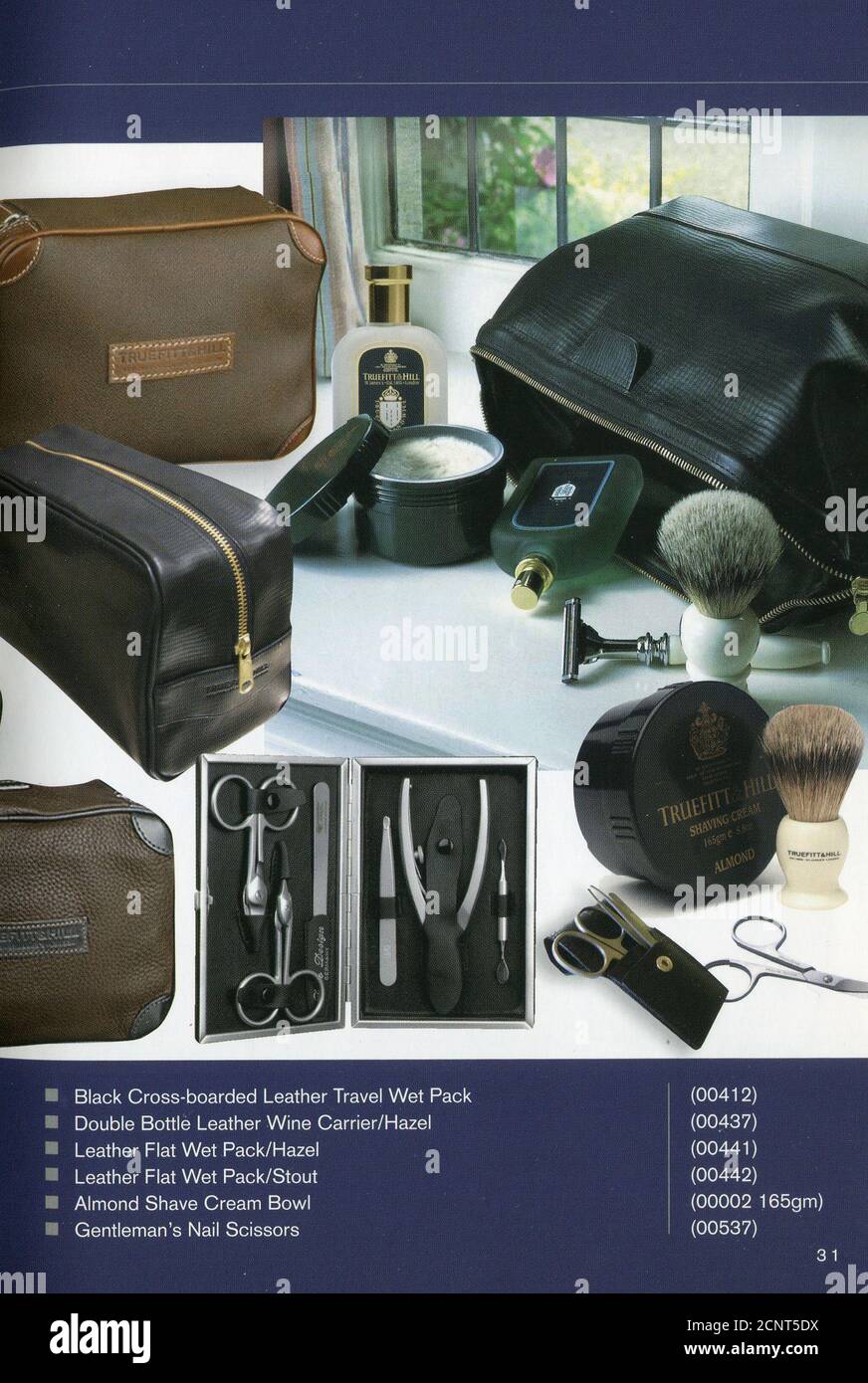 L'interno del catalogo britannico "Truefitt & Hill". Foto Stock