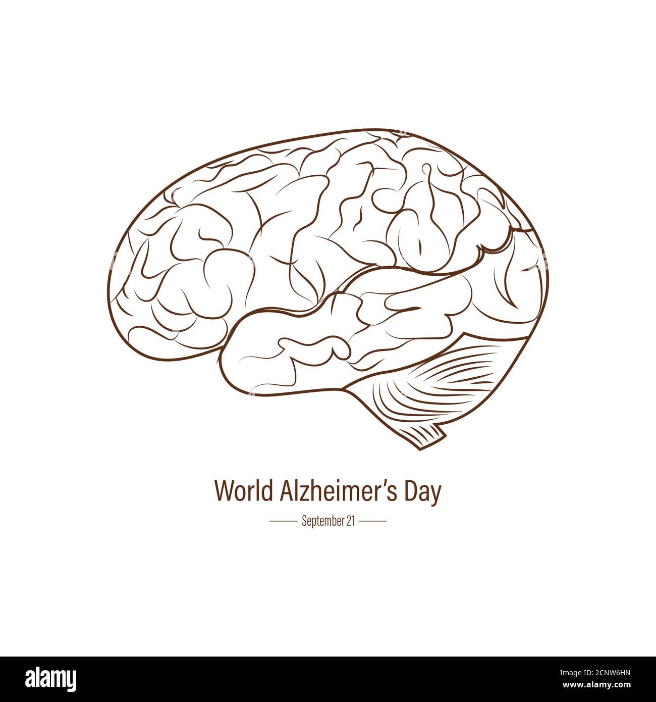 Giornata mondiale dell’Alzheimer 21 settembre. Una condizione nota in alternativa come demenza che è la causa più comune del morbo di Alzheimer. Illustrazione Vettoriale