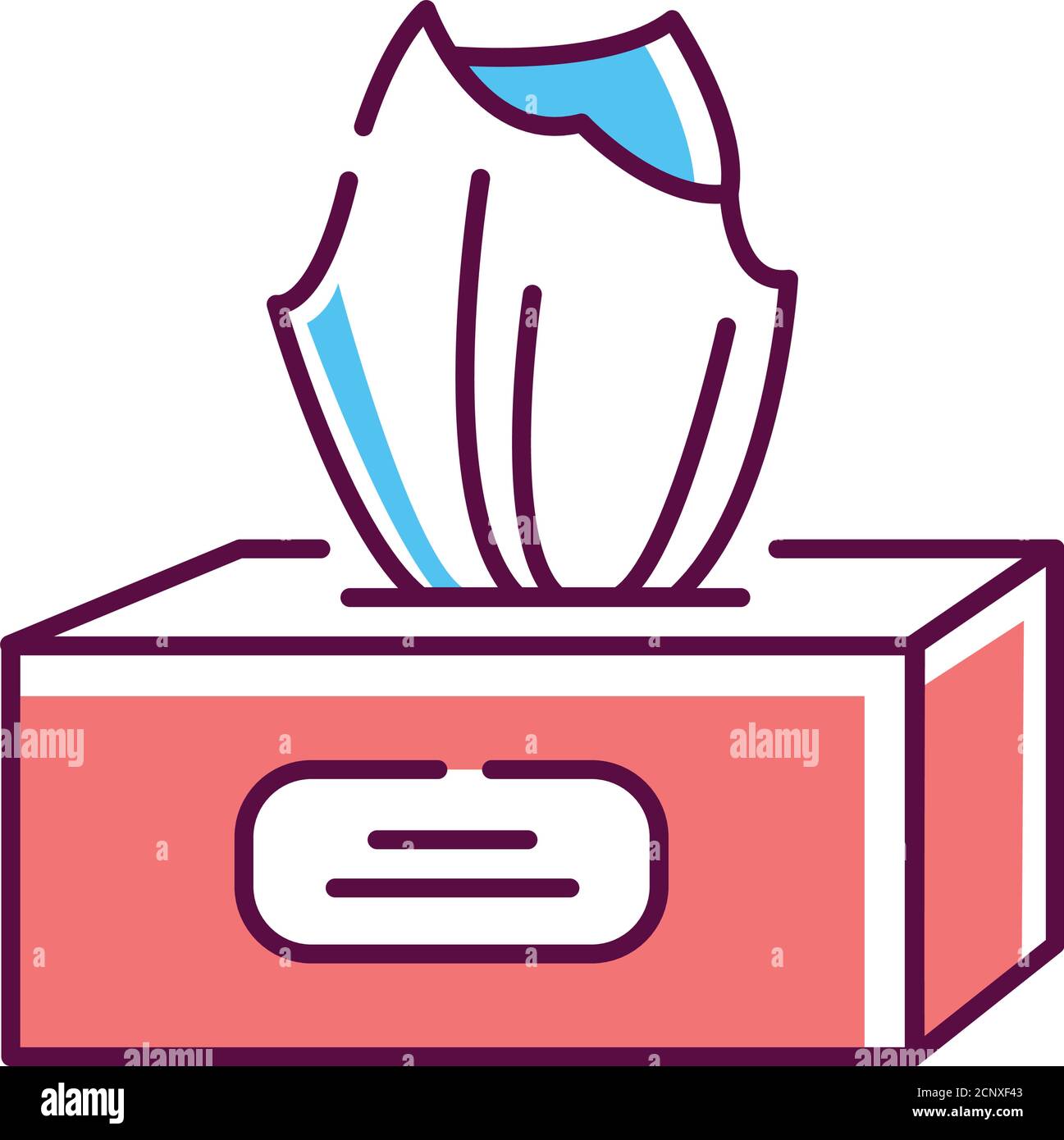 Icona della linea colorata dei panni monouso. Prodotto cartaceo. Utilizzato principalmente una sola volta per pulire un naso che corre. Pittogramma per pagina web, app mobile, promo. Illustrazione Vettoriale