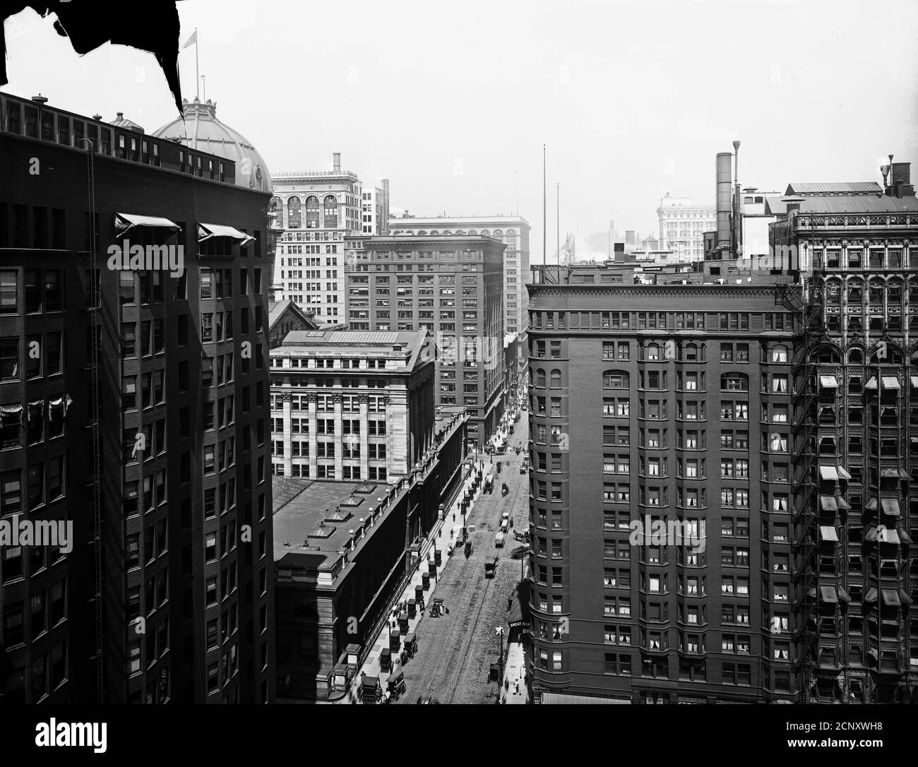 Vista di South Dearborn Street dal Fisher Building, Chicago, Illinois, circa 1905. Foto Stock