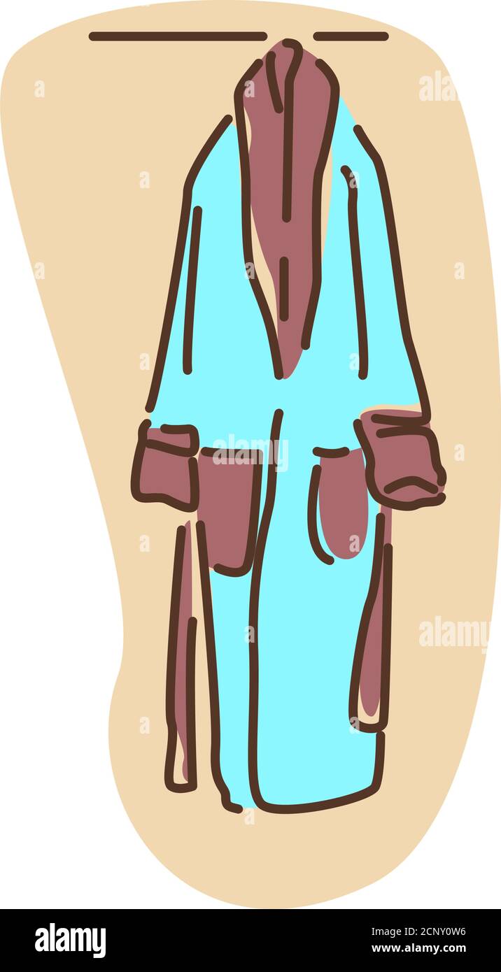 Icona della linea di colori dell'accappatoio. Un indumento esterno sfuso, indossato da uomini o donne dopo la doccia. Pittogramma per pagina web, app mobile, promo. UI UX Illustrazione Vettoriale