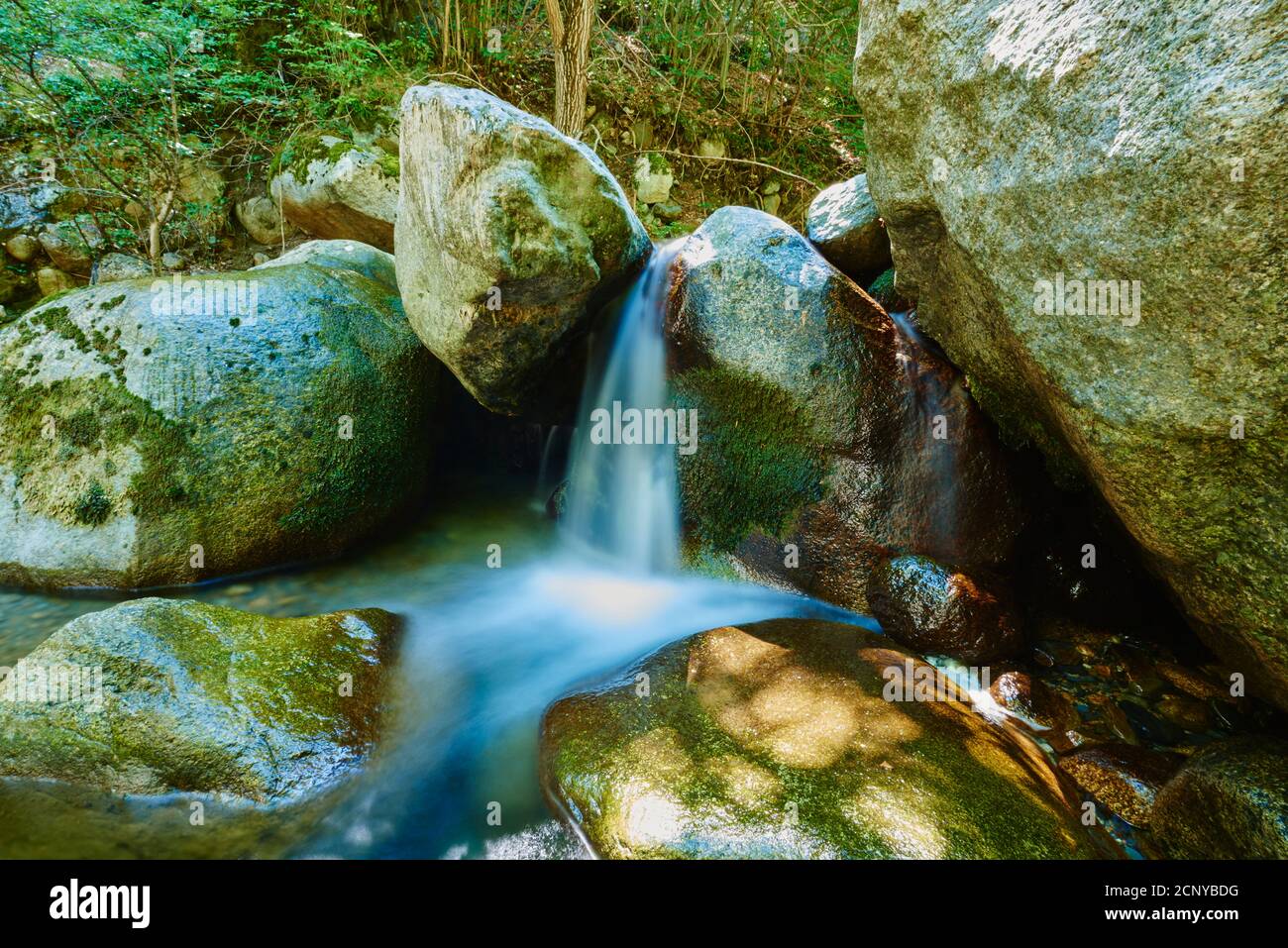 Paesaggio, cascata, Parco Nazionale Aigüestortes i Estany de Sant Maurici, Provincia di Lleida, Pirenei, Catalogna, Spagna del Nord, Spagna, Europa Foto Stock