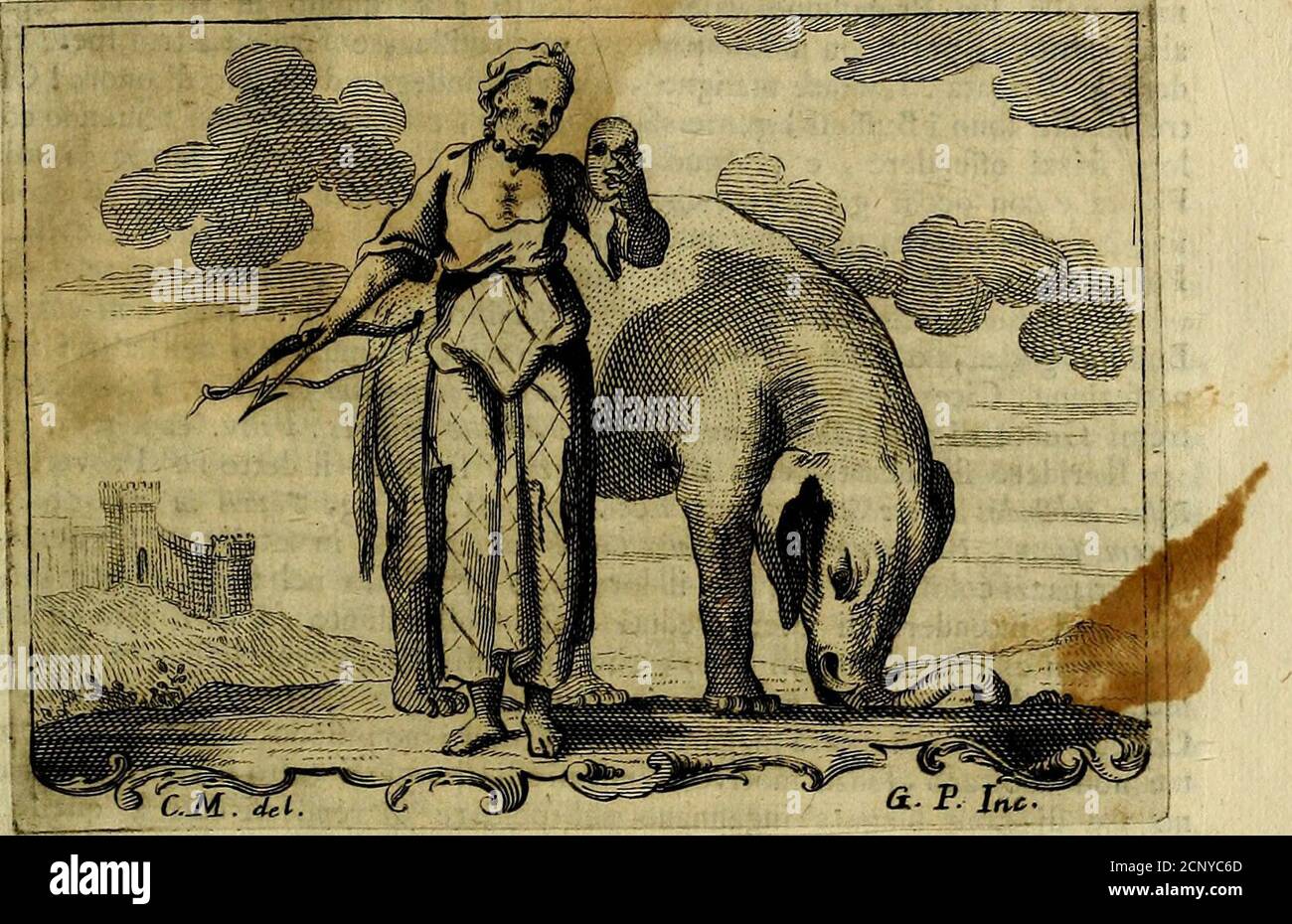 . Iconologia . BUFFO- TOMO P R i M Q BUFONERIA» Dell cibate Cefare Orlandi. ZS]. Donna mal fatta. ^ob&a, con; occhi grandi e in- fuori , naio largo nelmezzo e groffo-» bocca grande, e in atto di ridere fmoderatamen-te . Pingue , e con ventre affai grande .. Velia un'abita di varietà pezze »è colori . Abbia al Colo un ricco monile di Gemme . In un- mano ten-ga 1 arco con la frezza ..Neil altra una machera, colla quale moftri di co-prirli la caccia . Le ltia accanto un'Elefante r che con la Proboscide- va-da fca-vando Sorci. Il trattenere , con gli elementi, e con le parole da lontano ridere, le PE Foto Stock