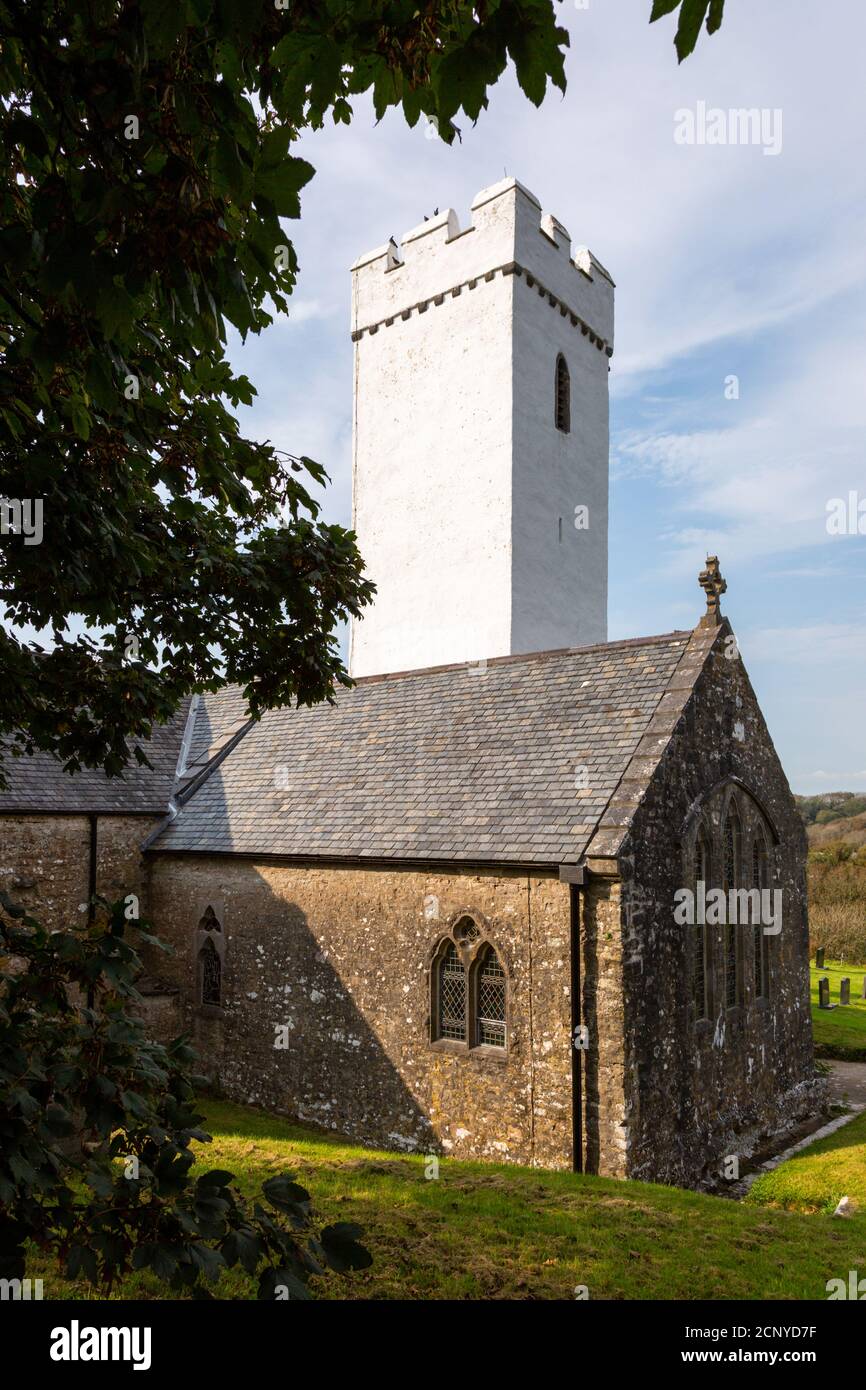 St James's Church, Manorbier, Pembrokeshire, Galles, Regno Unito Foto Stock