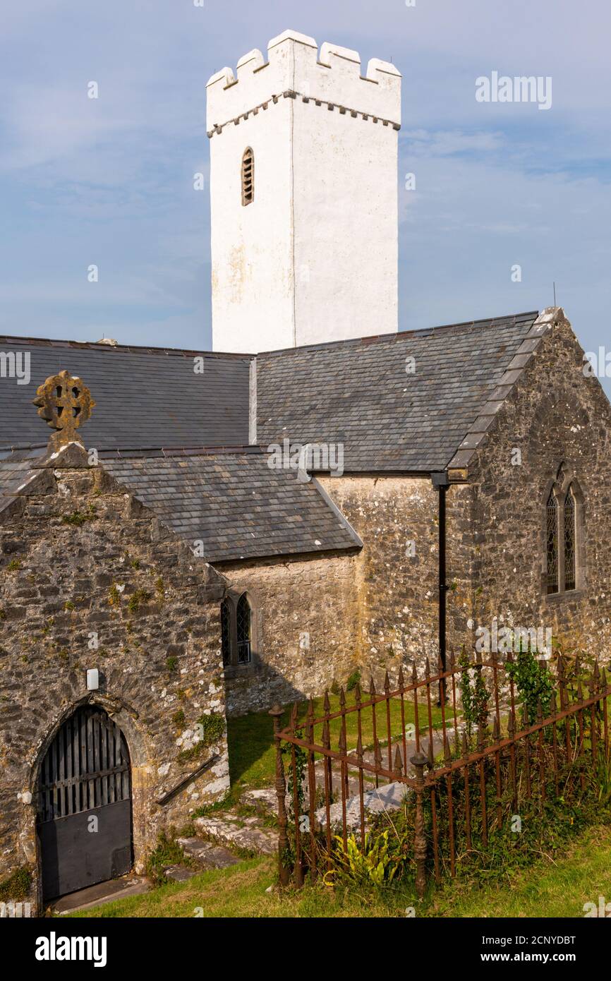 St James's Church, Manorbier, Pembrokeshire, Galles, Regno Unito Foto Stock