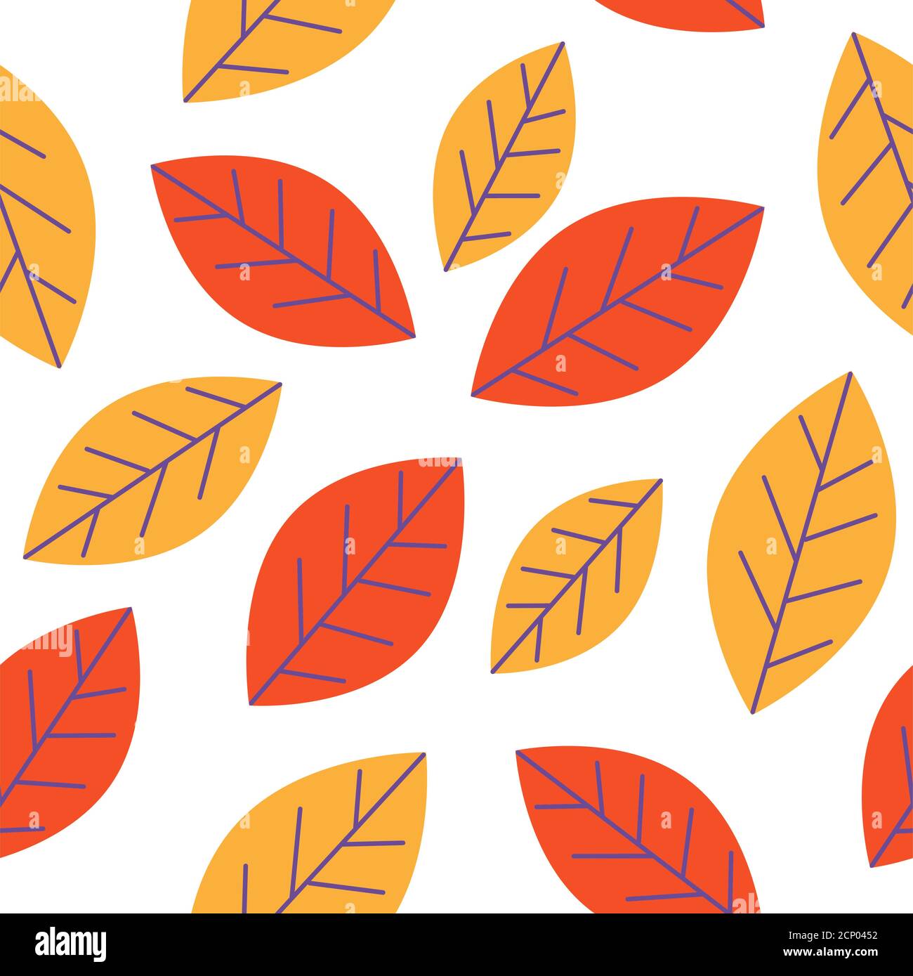 Rosso arancio caduta foglie autunno modello senza giunture, ripetitivo pianta modello, vettore Illustrazione Vettoriale