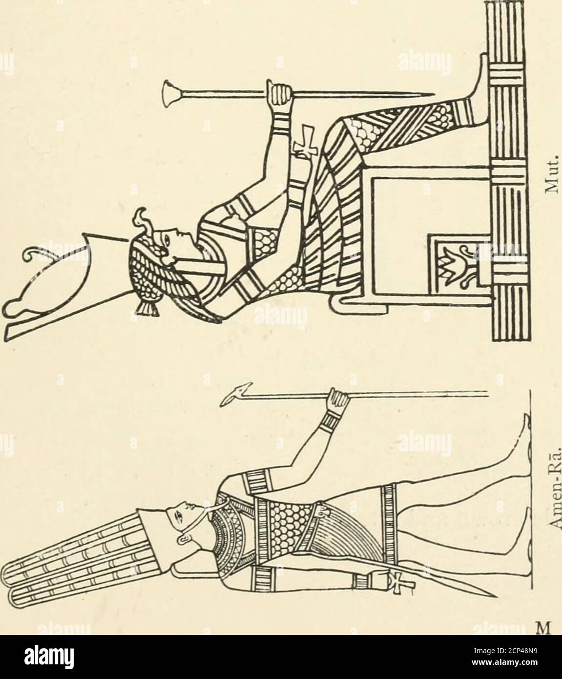 . Una guida alla terza e alla quarta stanza egiziana : antiquiti predinastici, uccelli e animali mummiati, statue di ritratti, figure di dèi, attrezzi e armi, scarabei, amuleti, gioielli, e altri oggetti connessi con i riti funerari degli antichi Egiziani . &lt; o c&lt; i-i H. [6: TERZA STANZA EGIZIANA - PARETE-CASE 124. N. 22 con testa N. [2 No. [21. Bronzo seduto figura di Amen-Ra. [No 11,003.] Bronzo seduta figura di Amen-Ra, RAM- [No 11,233.] Santuario di bronzo contenente una figura seduta di Amcn-Ra. Questo oggetto era un'offerta votiva fatta da Shabataka, un re di Kgypt della XXV d Foto Stock