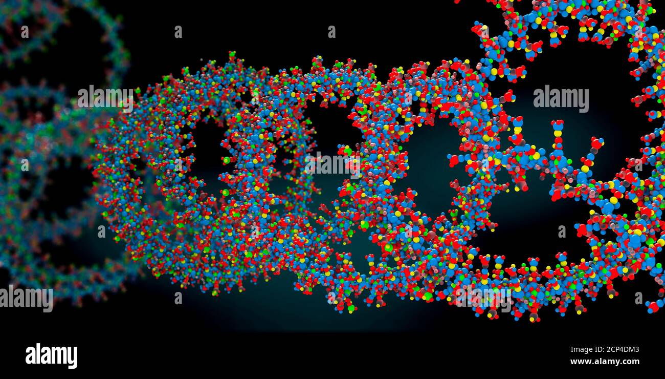 Catena di acido ribonucleico (RNA), illustrazione 3d. Foto Stock