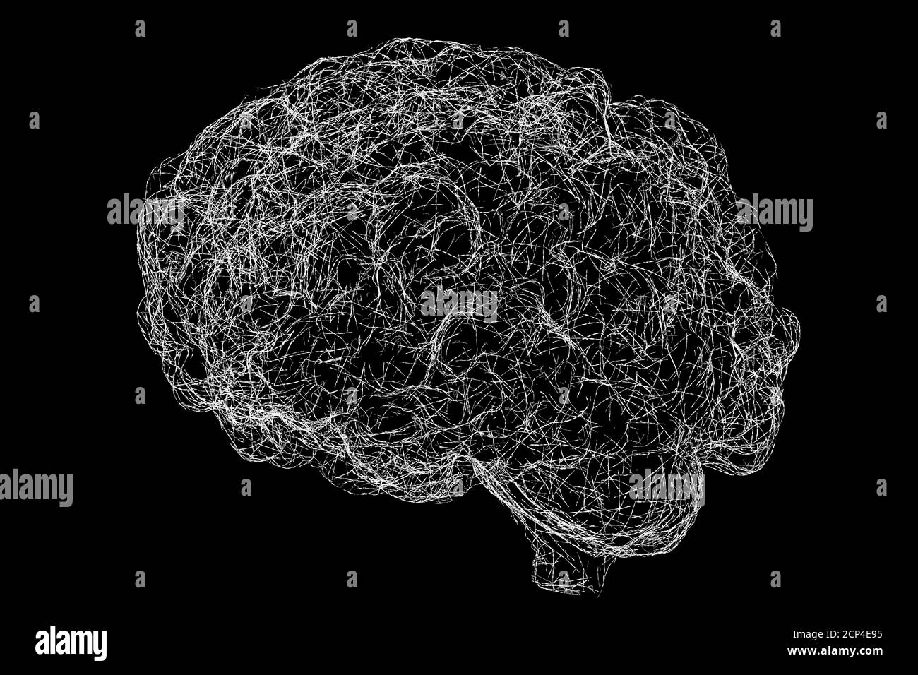 Rete neurale cerebrale, illustrazione del computer. Foto Stock
