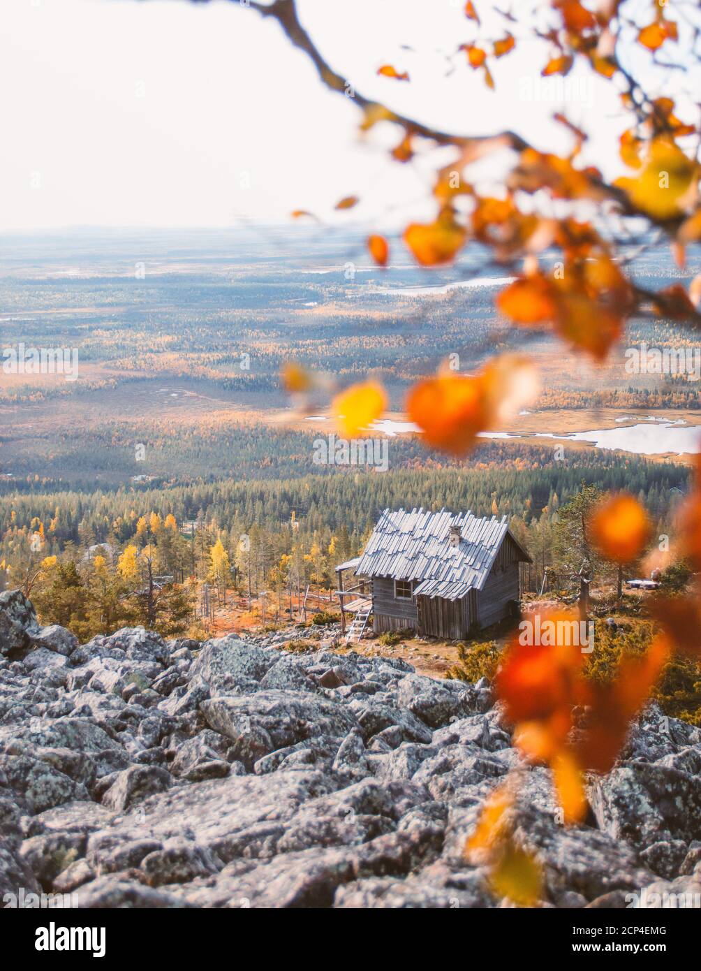 La cabina di Babbo Natale a Levi, Finlandia, è una gemma nascosta quando si visita Lapponia. Questa cabina è stata costruita per il film Christmas Story (Joulutarina). Foto Stock