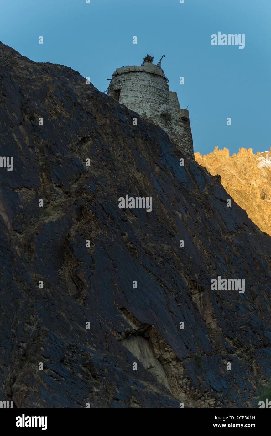 La Valle di Nubra con il villaggio di Hundar, Gulha Gompa Monastero Foto Stock