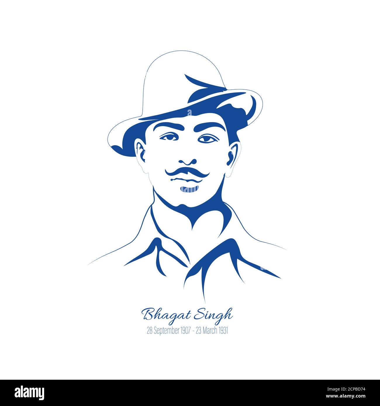 Illustrazione vettoriale del combattente indiano per la libertà sikh Bhagat Singh. Un eroe di nazione e Freedom Fighter. Illustrazione Vettoriale