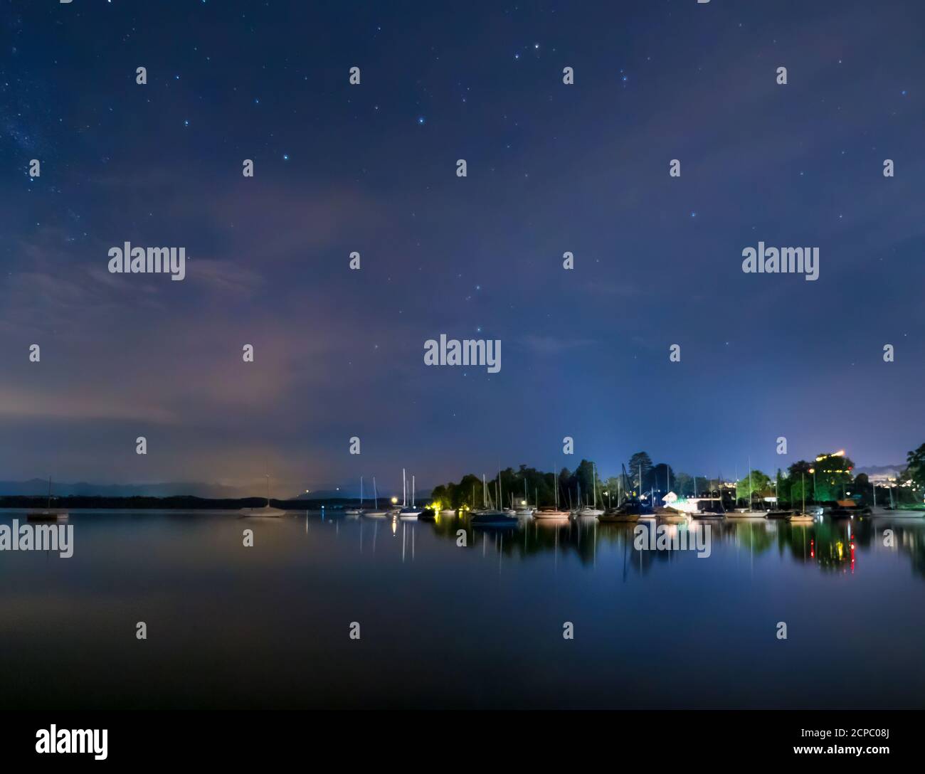 Cielo stellato sul lago Starnberg, Baviera, Germania, Europa Foto Stock