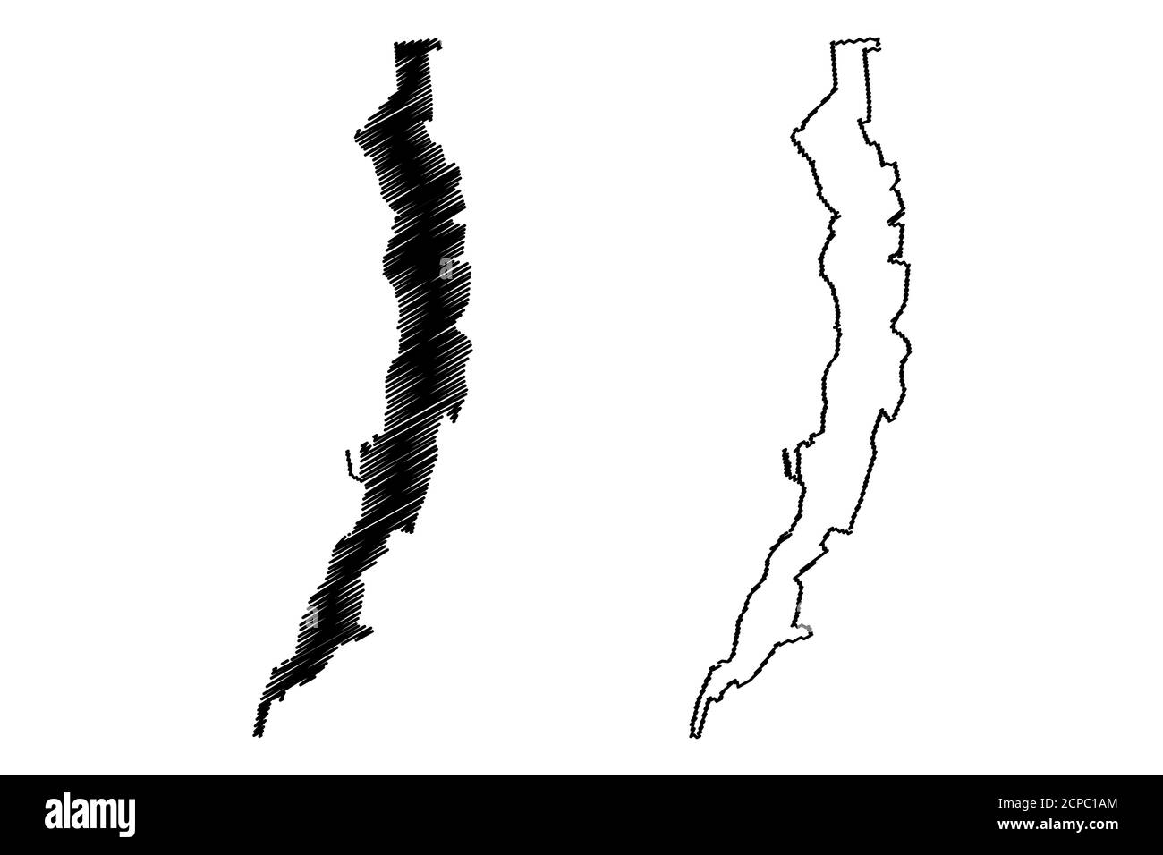 Città di Antofagasta (Repubblica del Cile, regione di Antofagasta) mappa illustrazione vettoriale, schizzo scribbling Città di Antofagasta mappa Illustrazione Vettoriale