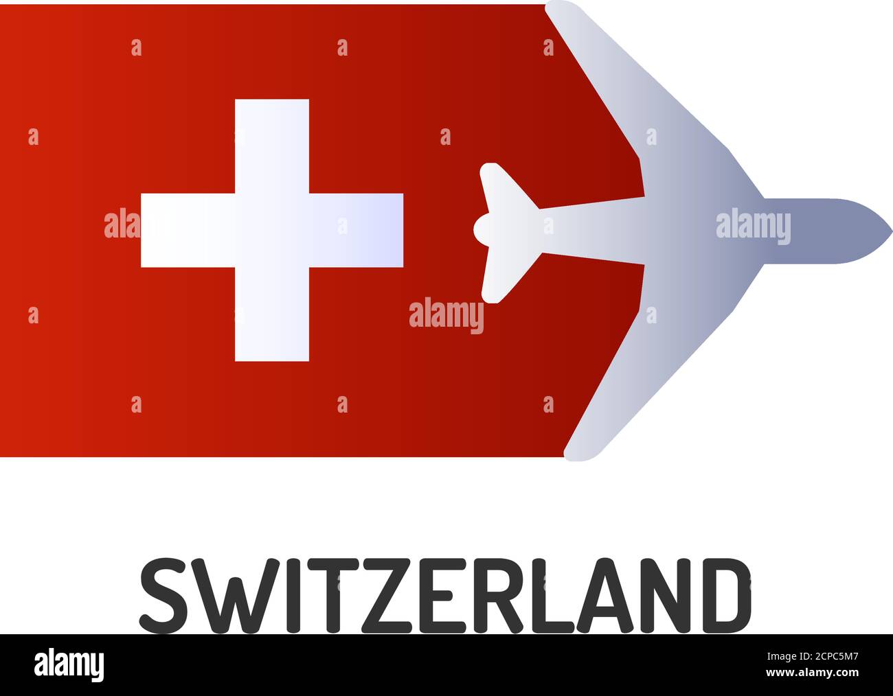 Icona della linea a colori della bandiera della Svizzera. Lo Stato è composto da 50 stati. Rete di compagnie aeree. Voli internazionali. Popolare destinazione turistica. Pittogramma per Illustrazione Vettoriale