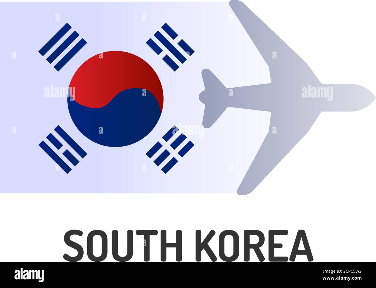 Bandiera dell'icona della linea a colori della Corea del Sud. Rete di compagnie aeree. Voli internazionali. Popolare destinazione turistica. Pittogramma per pagina web, app mobile, promo Illustrazione Vettoriale