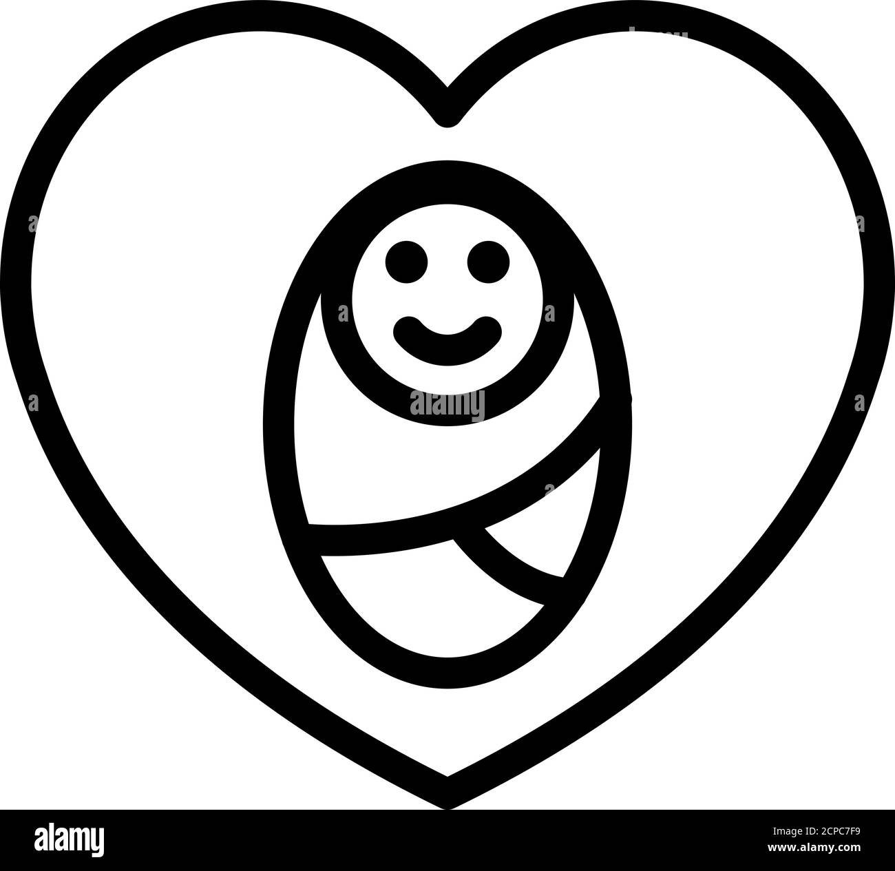Icona del bambino di amore del cuore, stile del contorno Illustrazione Vettoriale